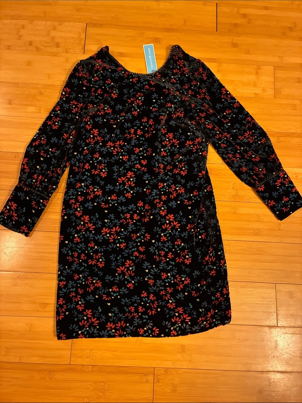 Draper James black floral velvet burnout shift dress
